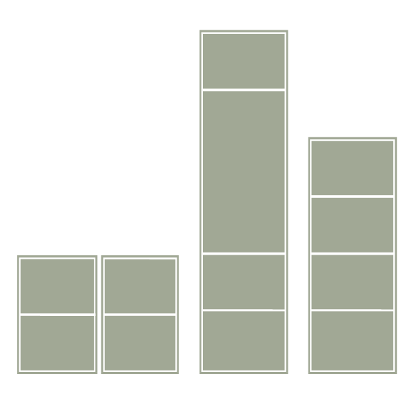 Three mini white bookshelves with compartments, some stacked and some standing alone, set against a black background.