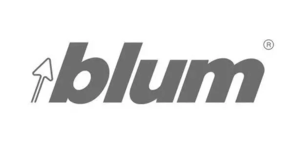 Logo with the word 'blum' in gray lowercase letters and an arrow pointing upward to the left.