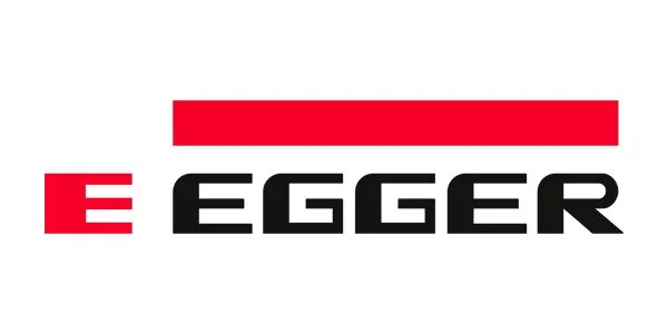 Logo with a red 'E' followed by the word 'EGGER' in black uppercase letters and a red horizontal line above the text.