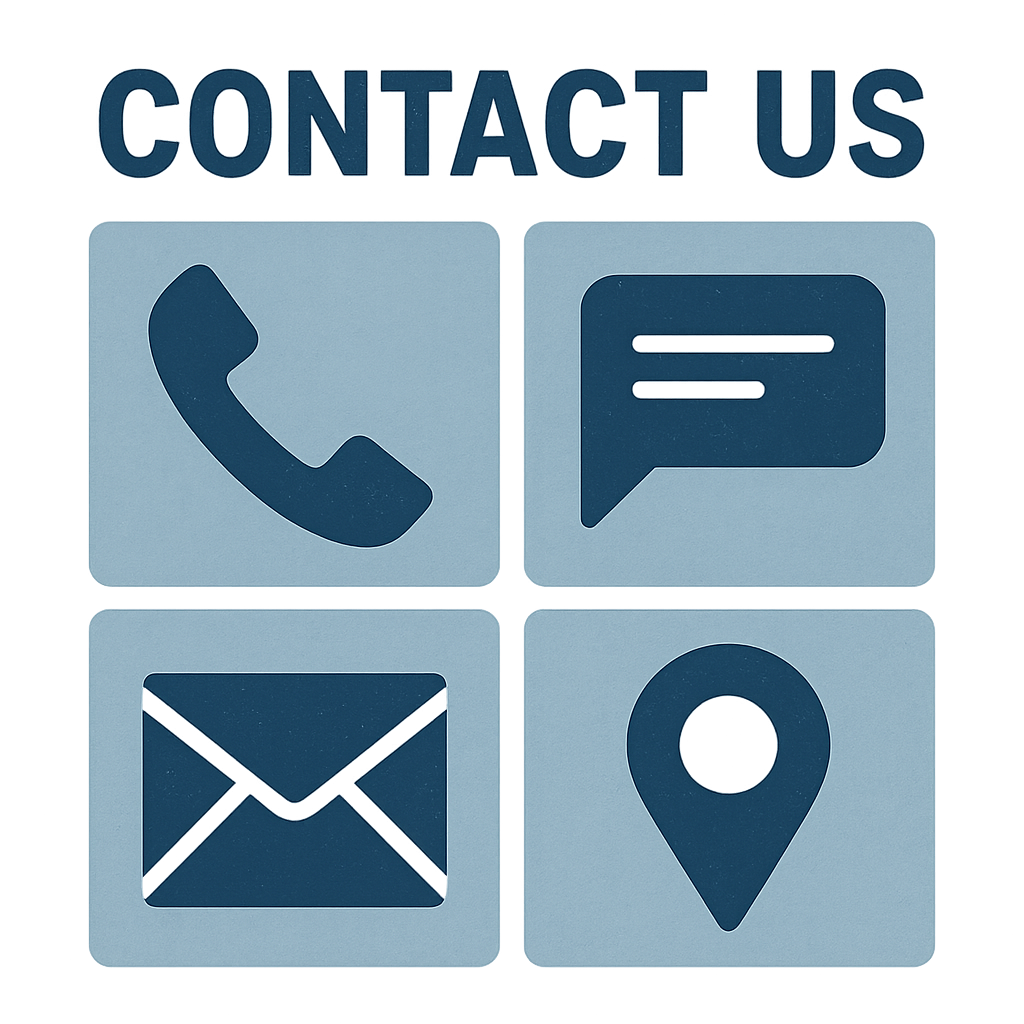 Contact us section with icons for phone, message, email, and location.  This allows you to reach out to Fractional CFO of Cincinnati, Northern Kentucky and SE Indiana.