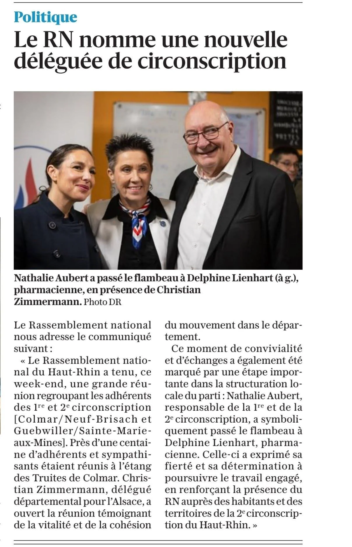 Nathalie Aubert à passé le flambeau a Delphine lienhardt !