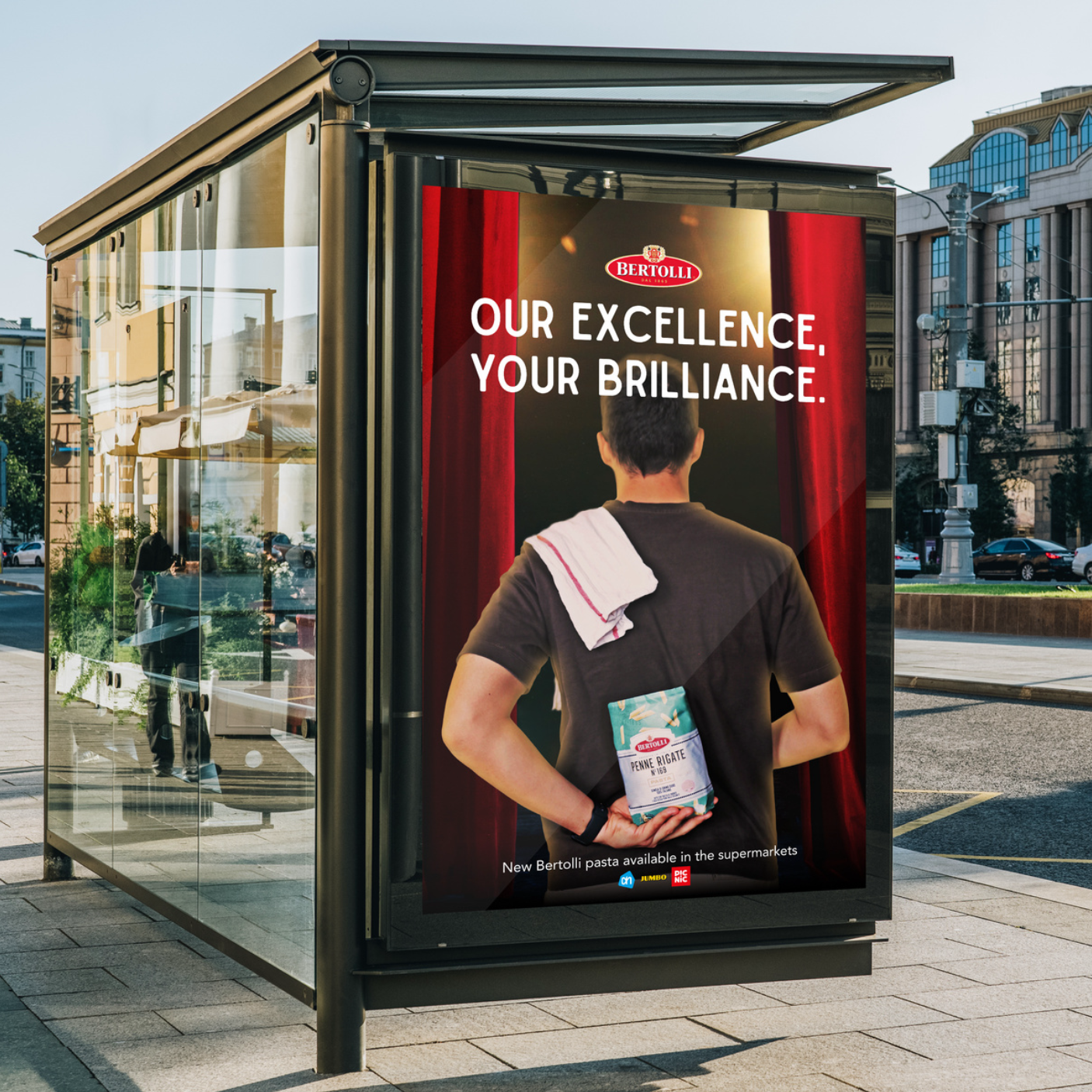 Out-of-home billboards reinforcing Bertolli’s premium message across key Dutch cities.