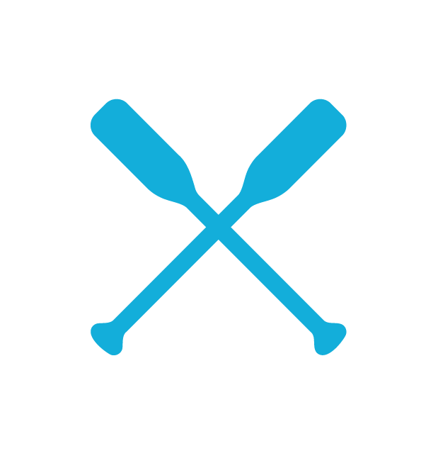 Silhouette of a person rowing on water with a paddle.