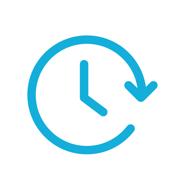 A clock with orange hour marks and a single orange segment indicating a quarter of an hour.