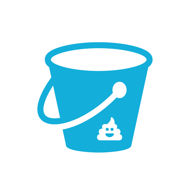 A brown plastic potty with a smiling poop emoji on it.