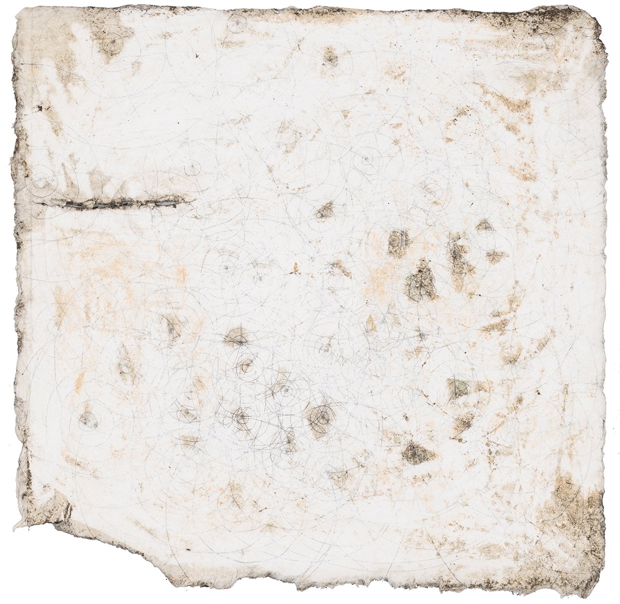 White Series II, 8”x 8”, ink, water soluble crayon, mud, water