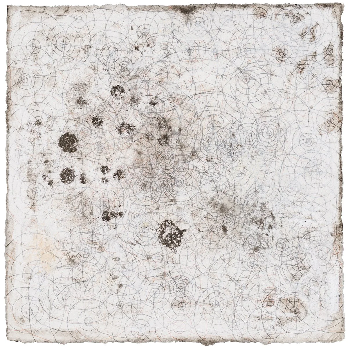 White Series I, ink, water soluble crayon, mud, water, 8”x8”