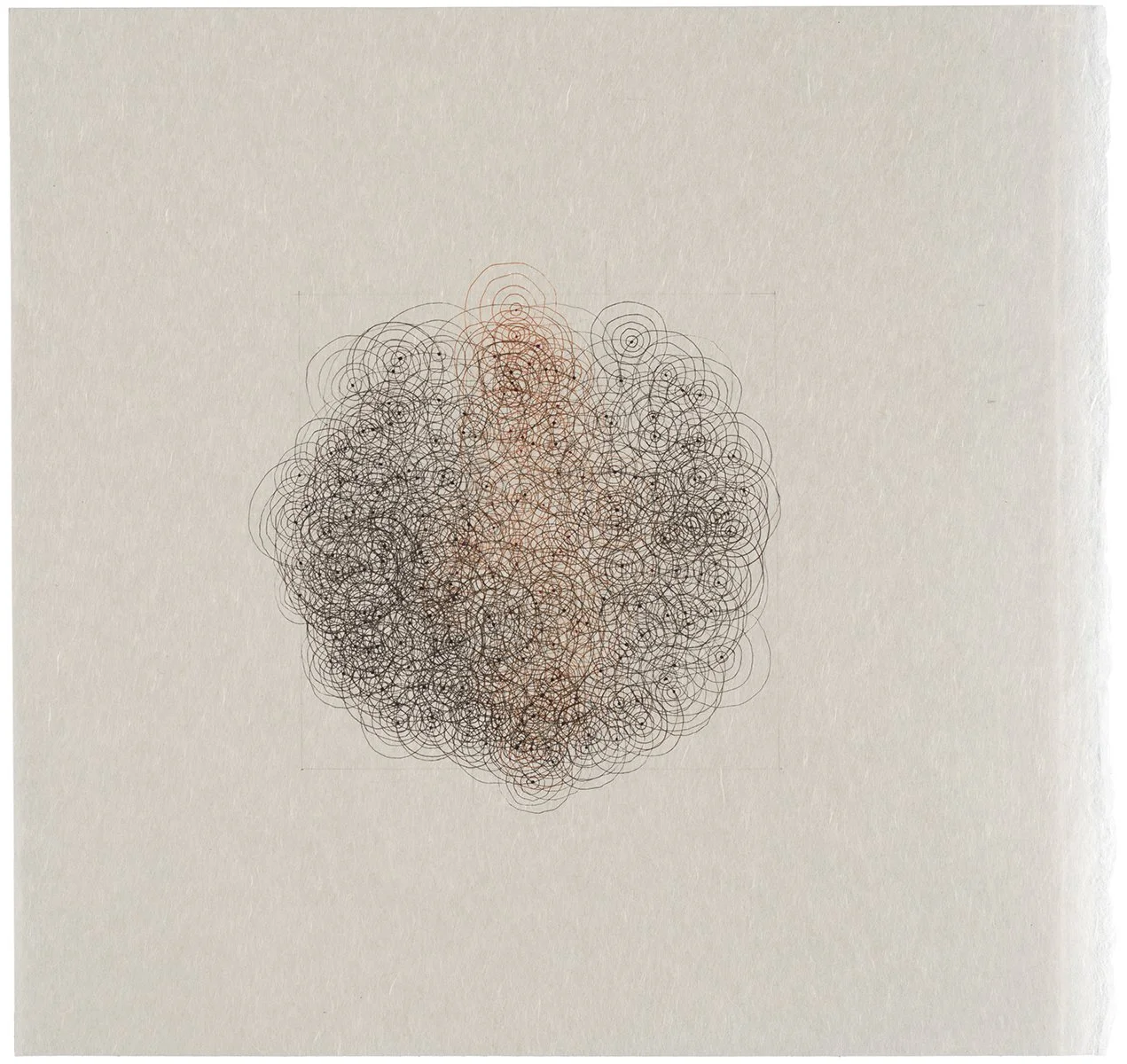 Drawings: Circle/Square, pencil and pen on gampi, 11” x 11”