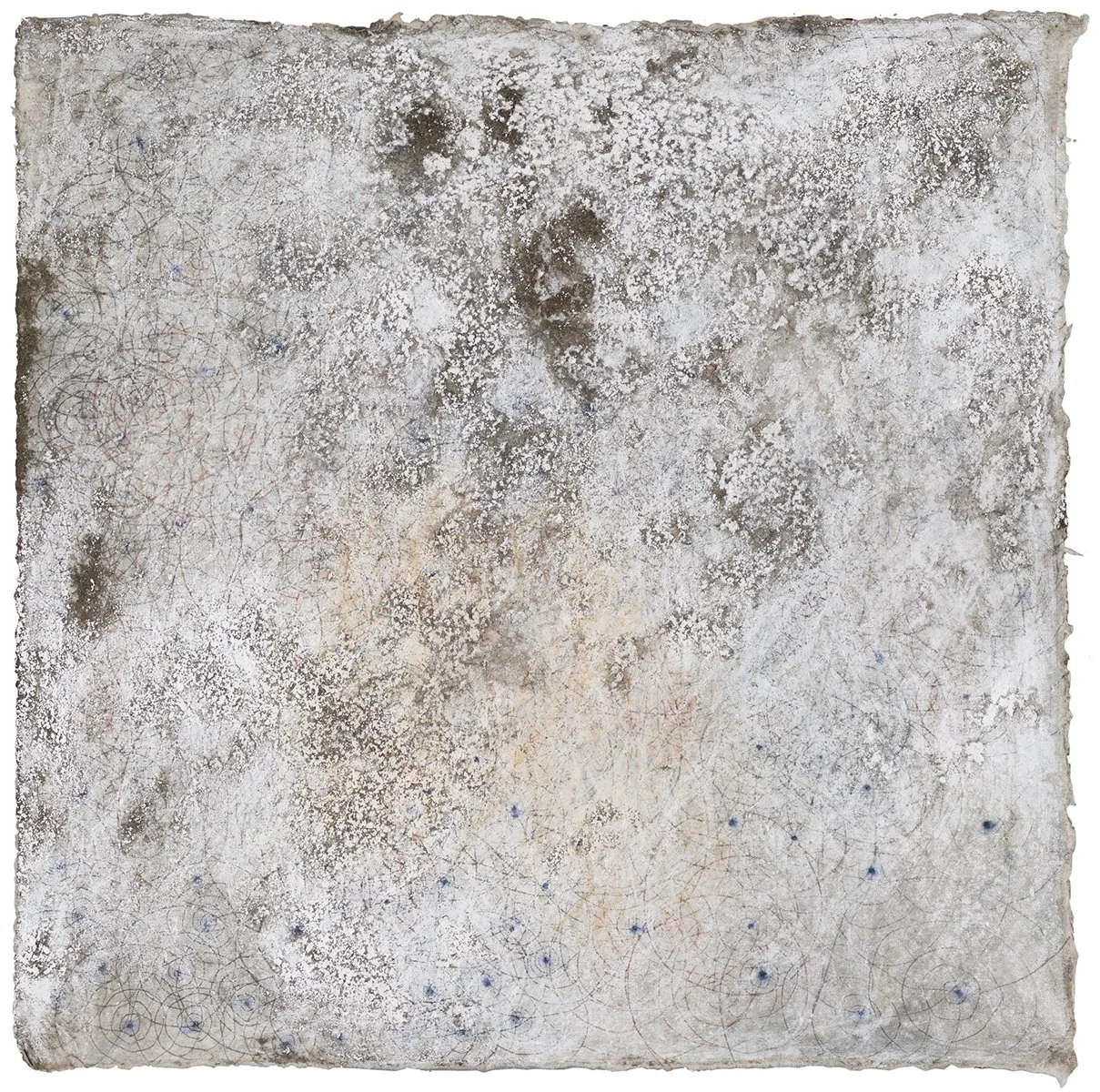 White Series II, 8”x 8”, ink, water soluble crayon, mud, water