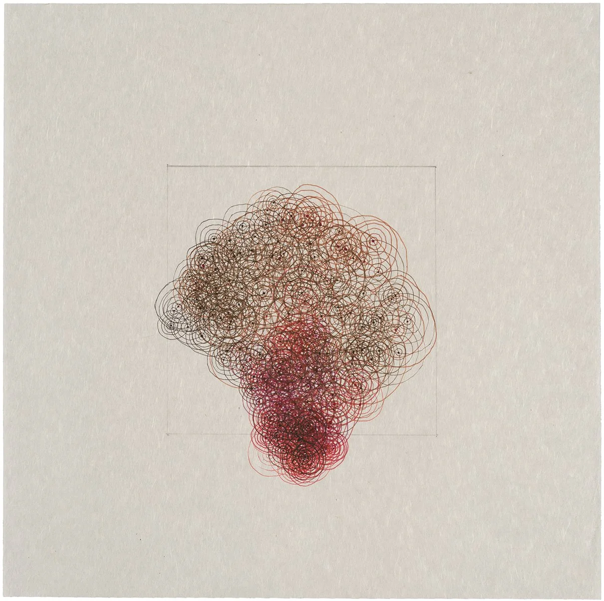 Drawings: Circle/Square, pencil and pen on gampi, 11” x 11”