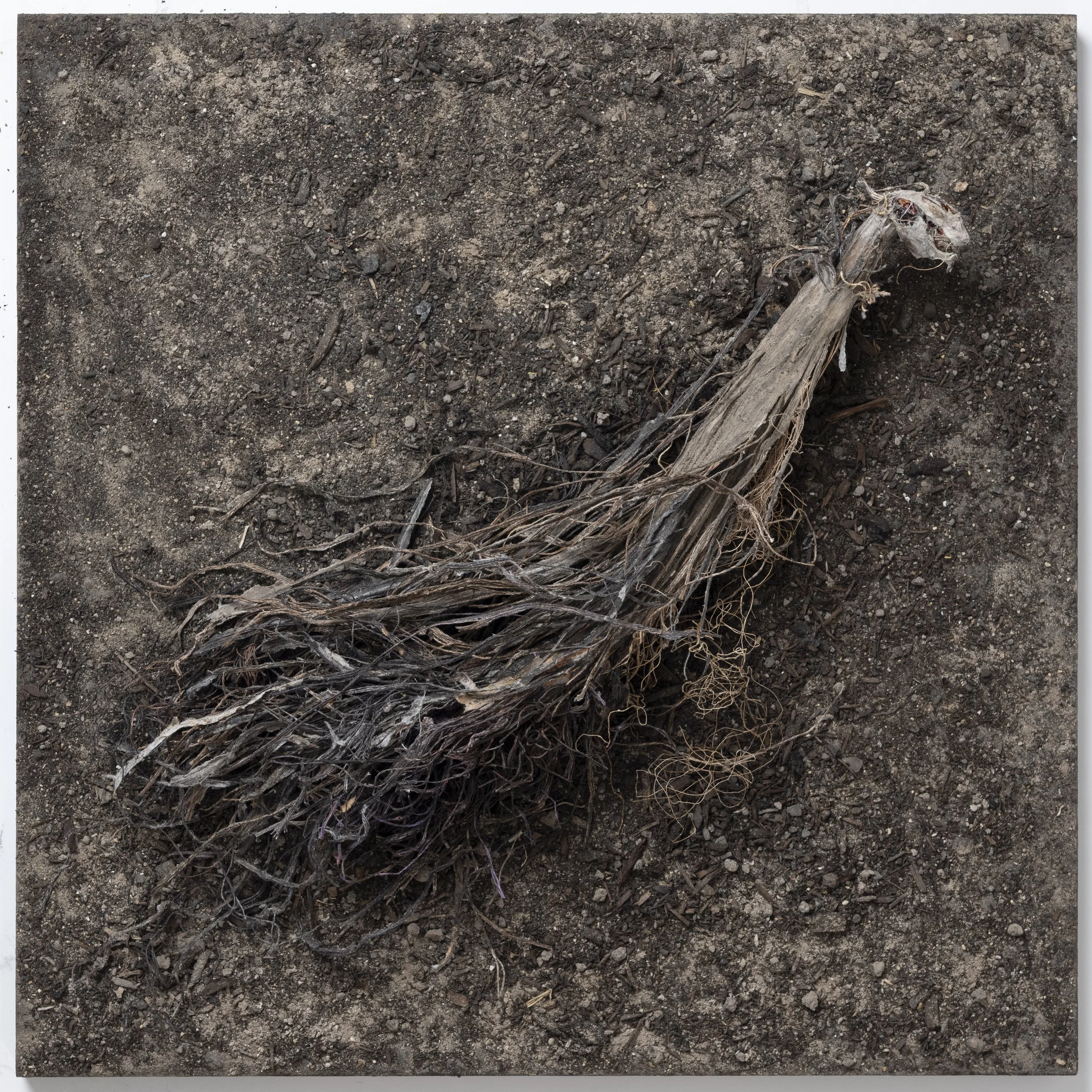 22" x 22", paper, string, thread, mud, sand, ash, rice paste