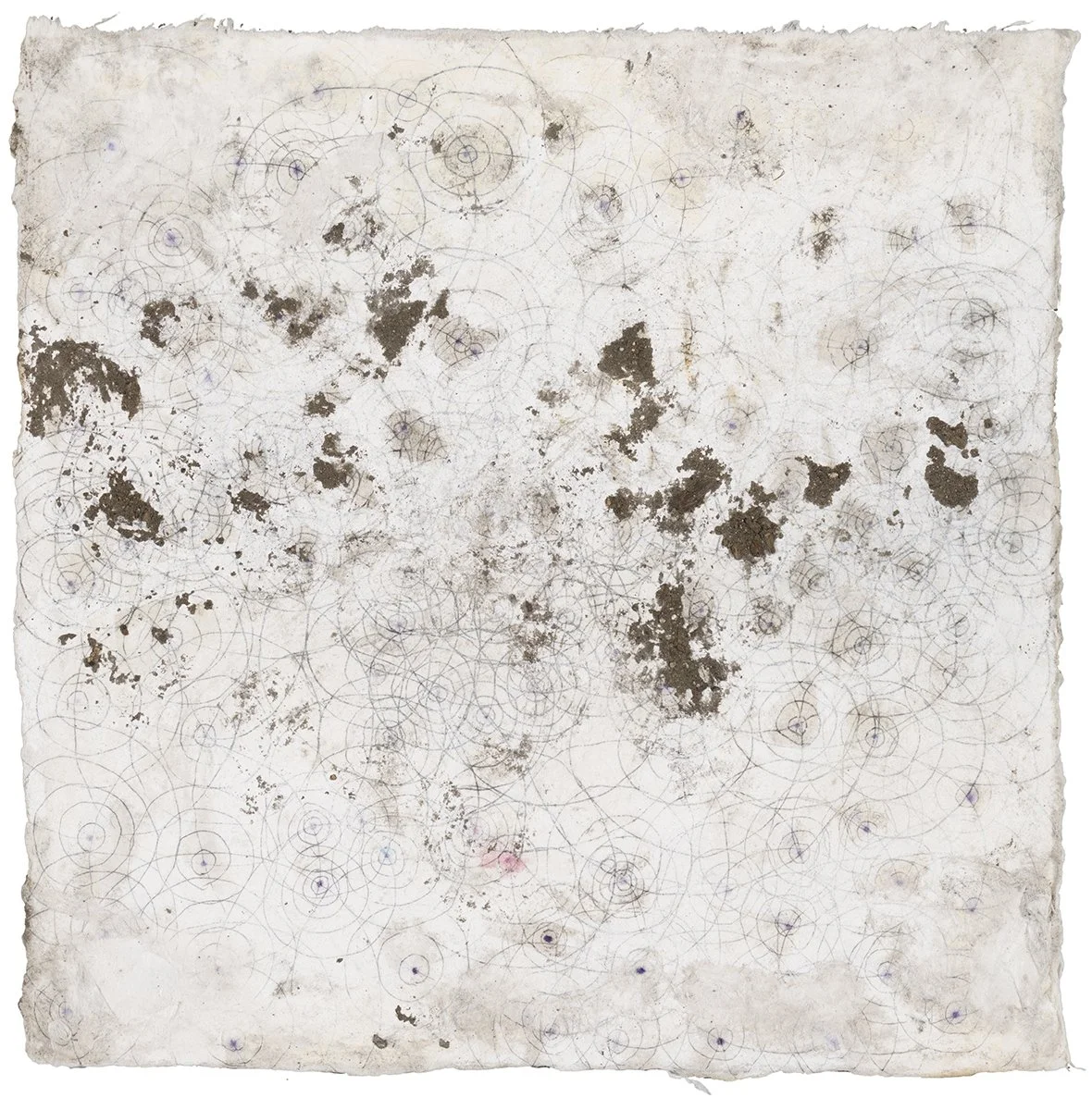 White Series I, ink, water soluble crayon, mud, water, 8”x8”