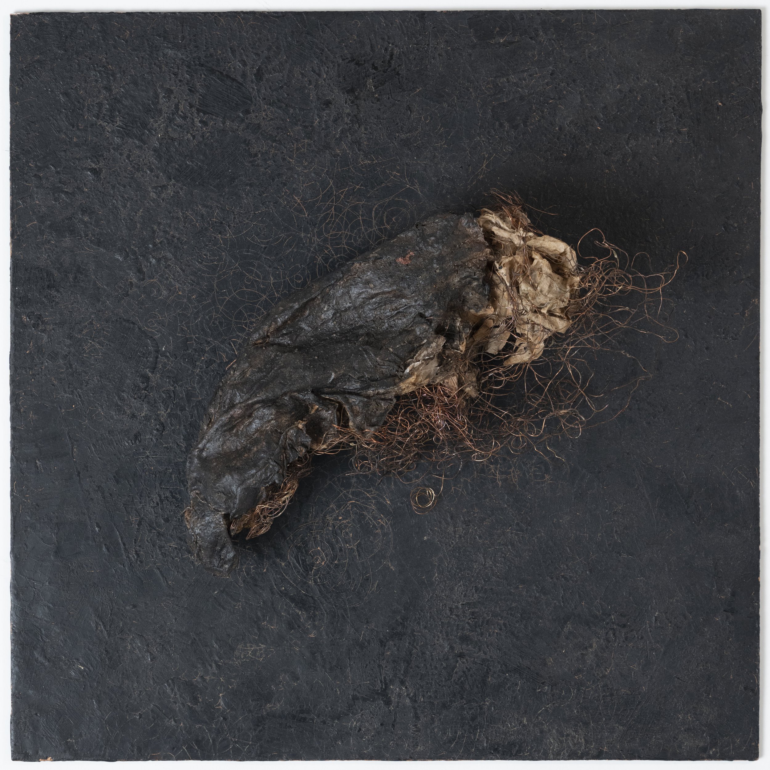 15" x 15", paper, copper wire, raw pigment, ink, mud, rice paste