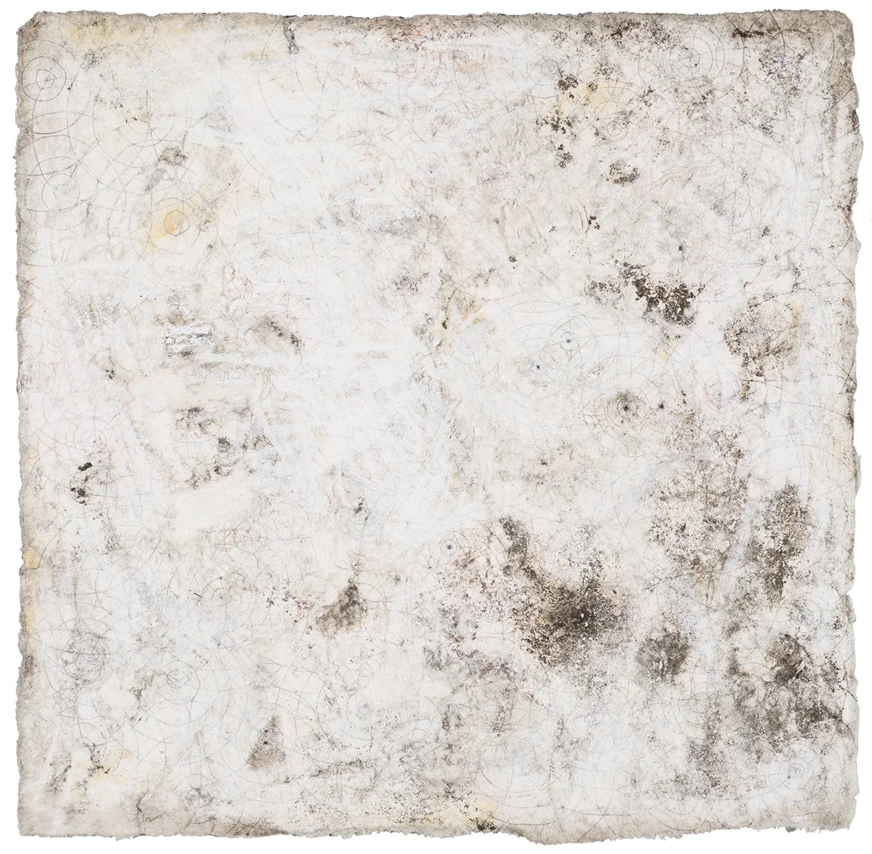 White Series I, ink, water soluble crayon, mud, water, 8”x8”