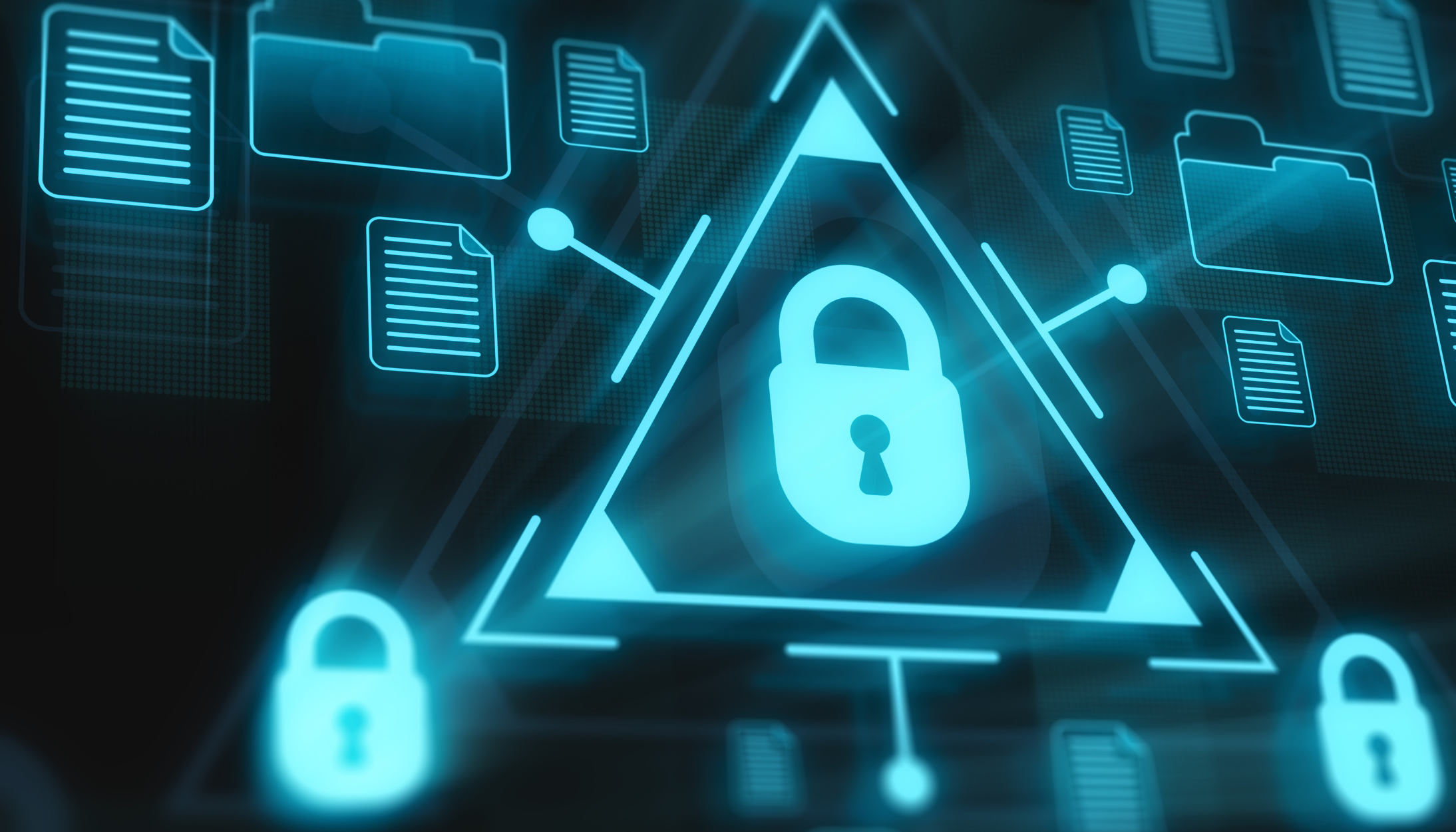 Encrypted data locked behind a padlock