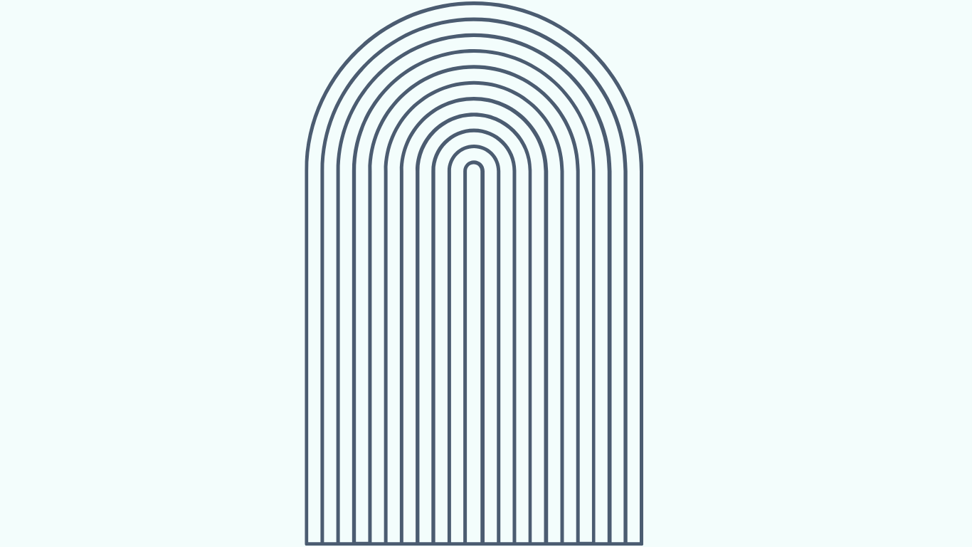 Une forme arquée composée de lignes concentriques noires sur un fond blanc