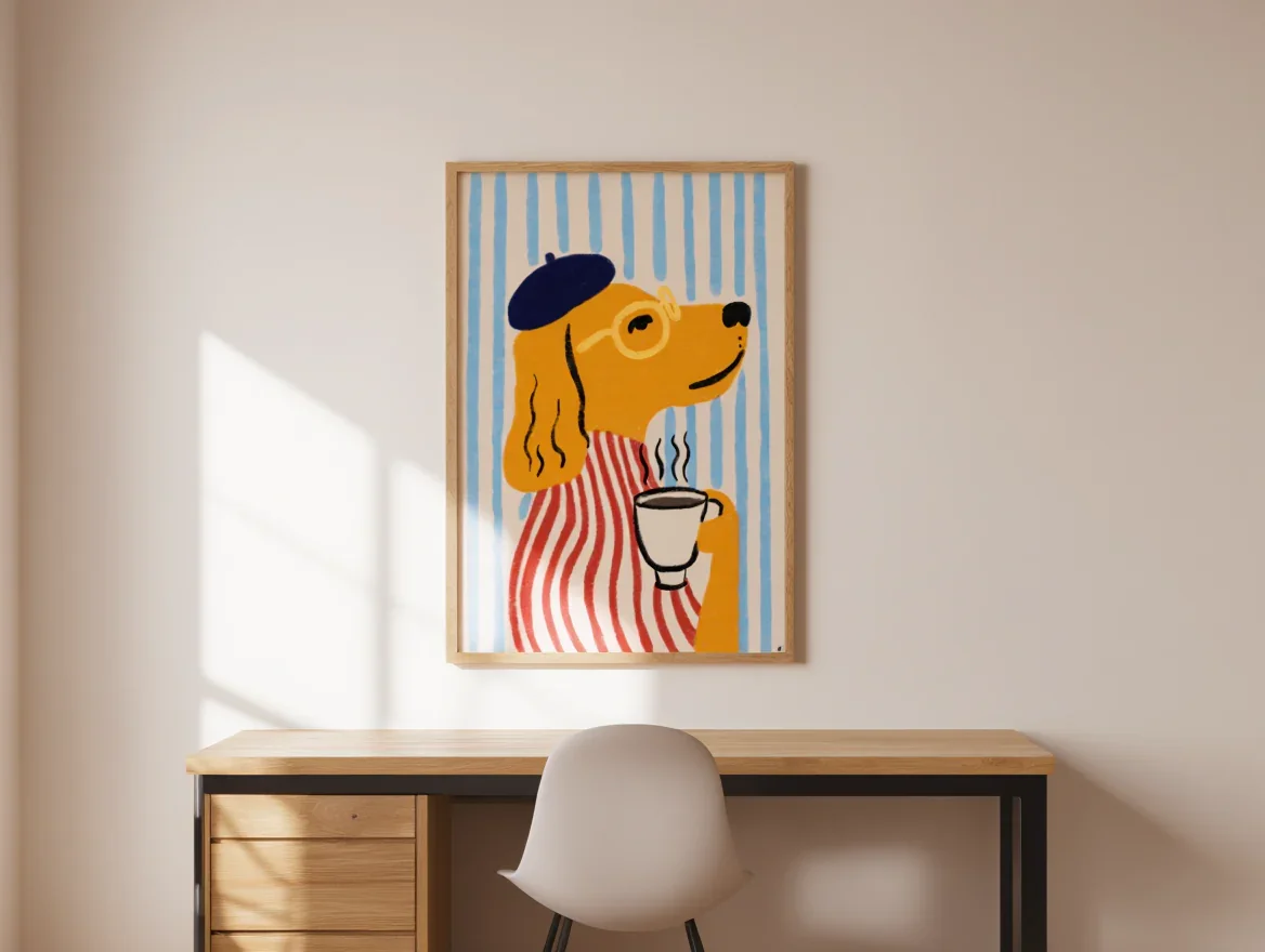 affiche poster chien café