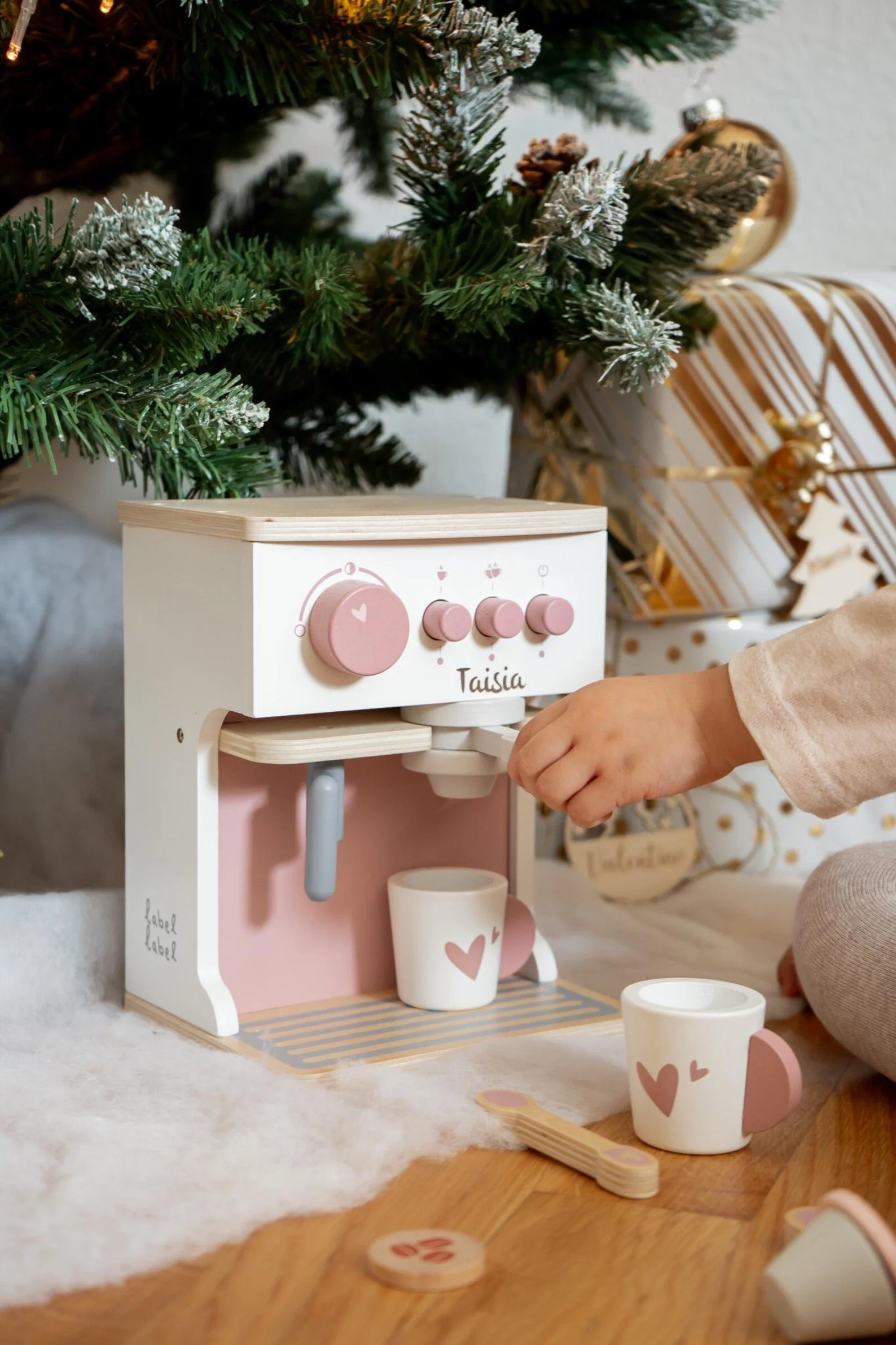 Machine à café en bois pour enfant personnalisable