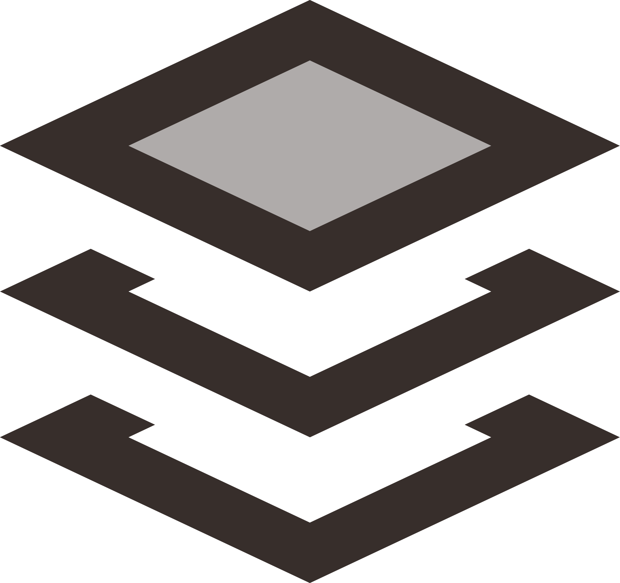 Black icon with four layered, interconnected squares in a geometric design.