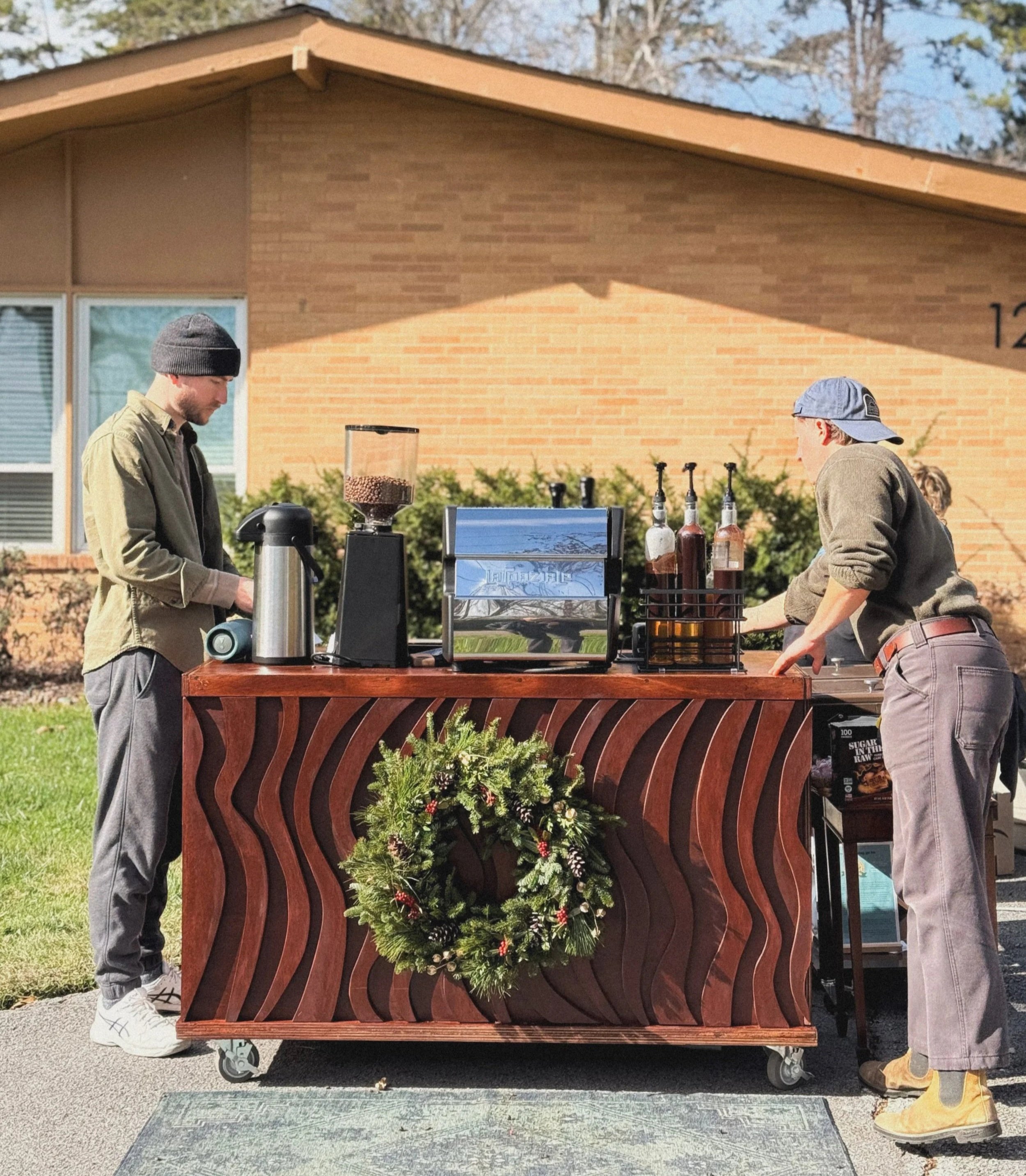 Owner, Jack of Flower Boy Coffee setting up for a coffee catering event in Chattanooga, TN