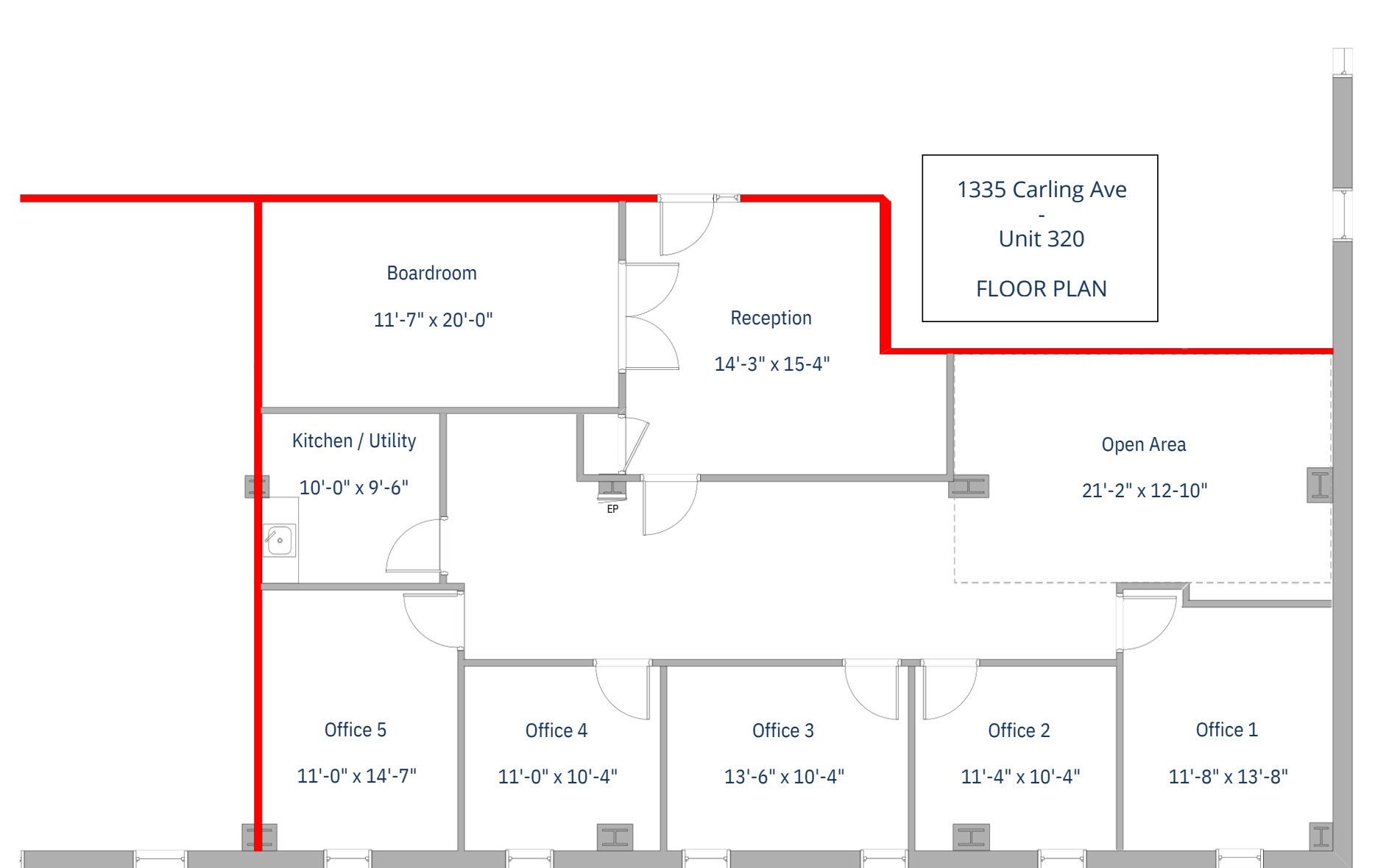 1335 Carling Avenue — Suite 320 — Suite 320 — rendered source plan including labels and overlays