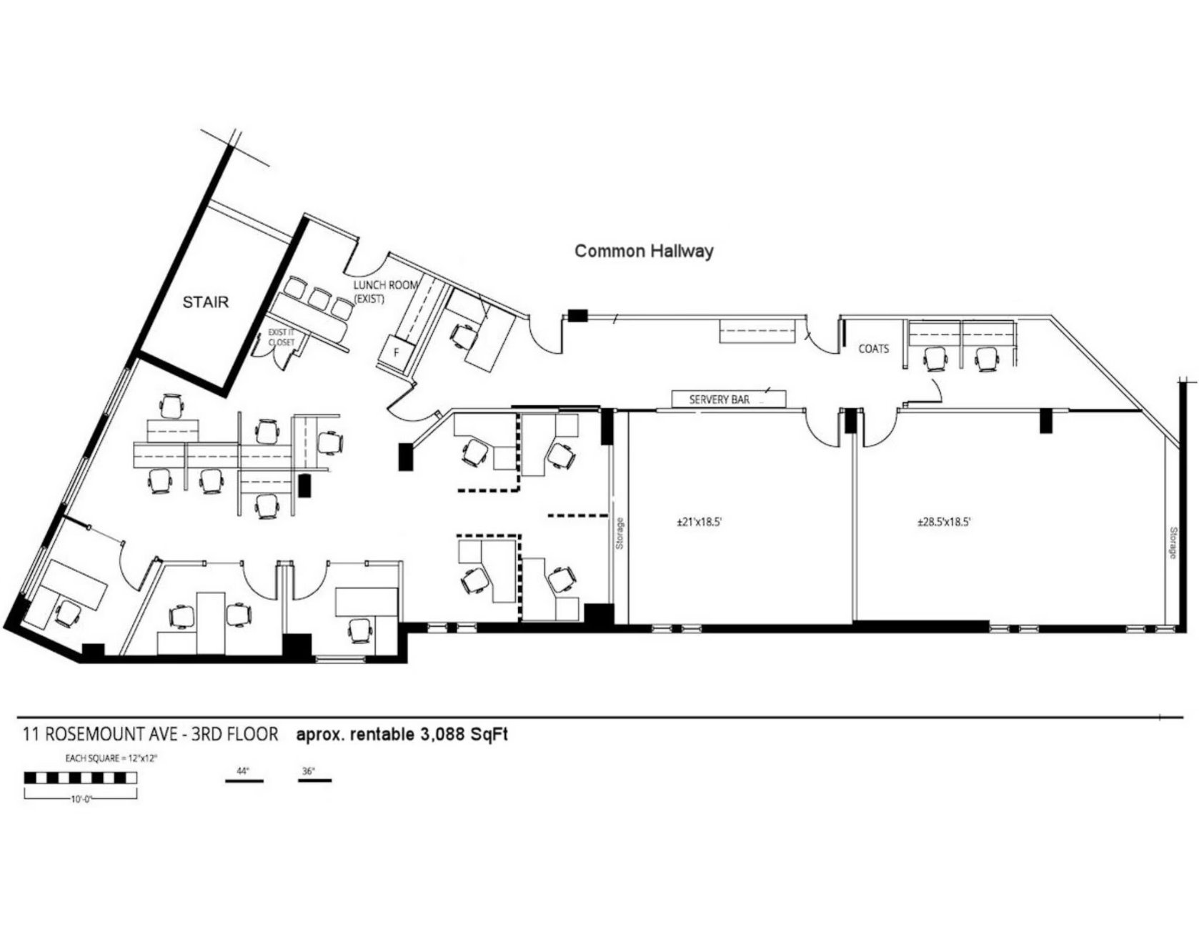 Unassigned drawing supplied with building listing — floor and suite attribution NOT verified; not a verified plan for Suite 101 or 303