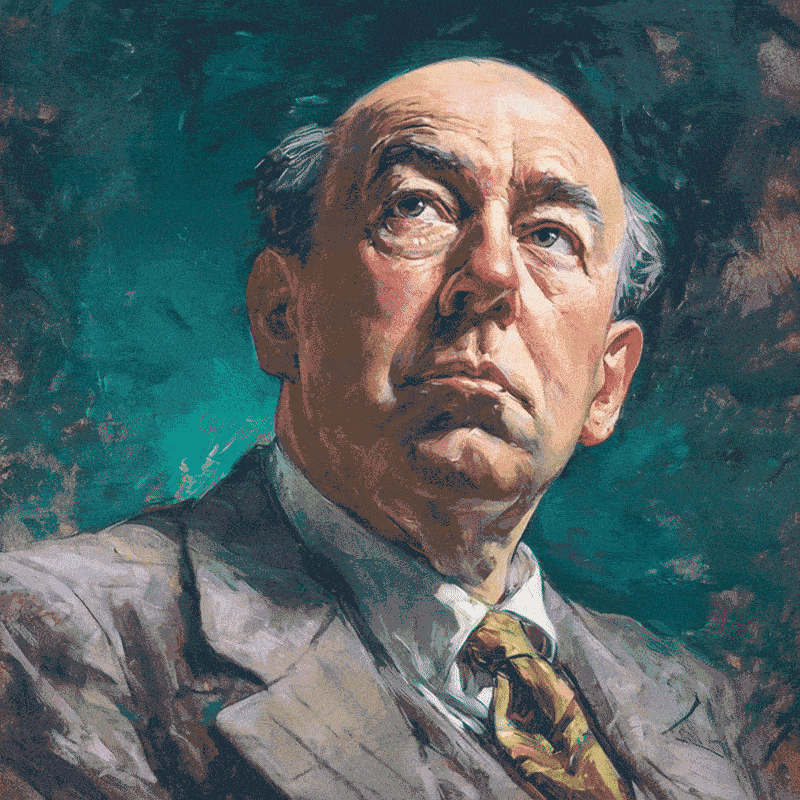 Animated portrait of C.S. Lewis, depicted in a contemplative pose, representing his intellectual honesty and moral courage