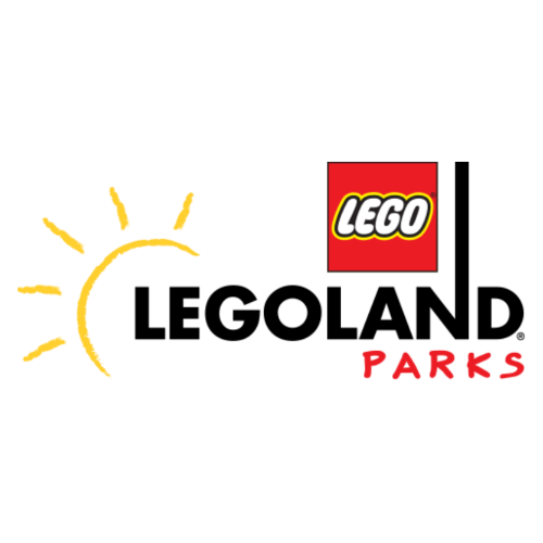 LEGO logo with a yellow and red color scheme and graphic elements.