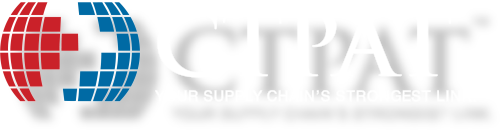 Logo of CT PAT with a red and blue globe and the tagline 'Your supply chain's strongest link.'