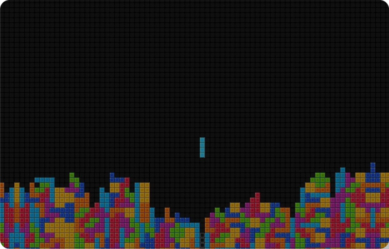 Tetris game with floating blue tile
