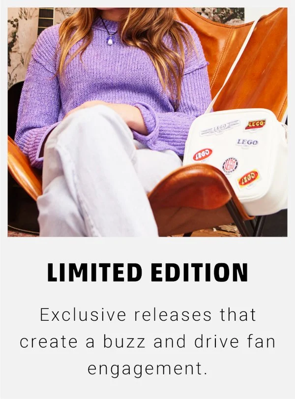 Limited edition text; girl in leather char with custom lunch box