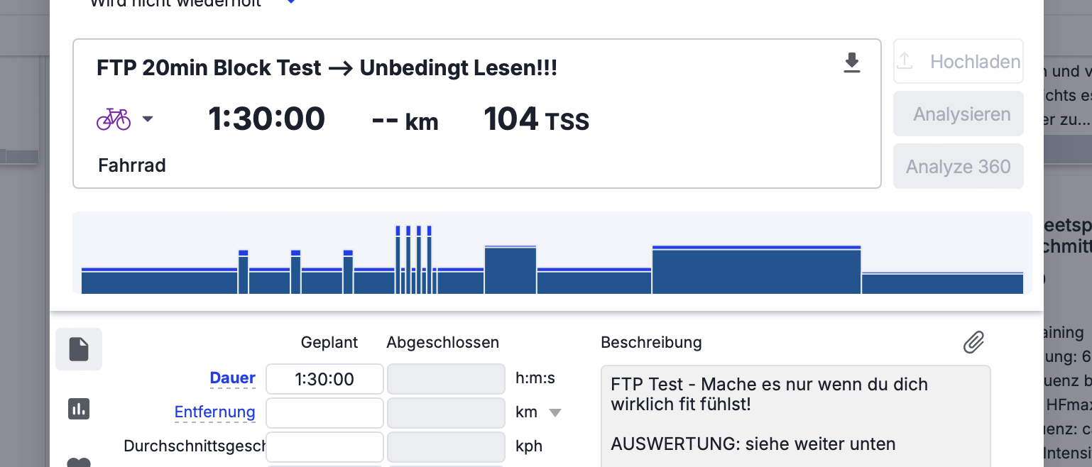 20 Minuten FTP Test (Block) von Patrick Zasada (2min Protokoll) Workout Download kostenlos
