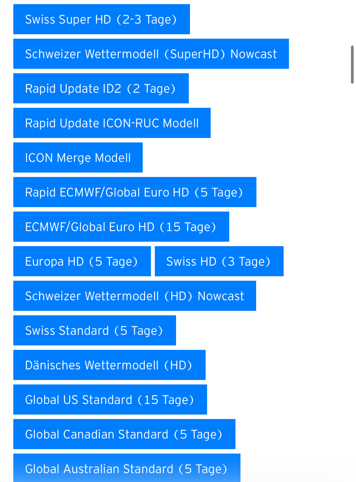 modellauswahl von wetterprognose modellen auf kachelmannwetter.com