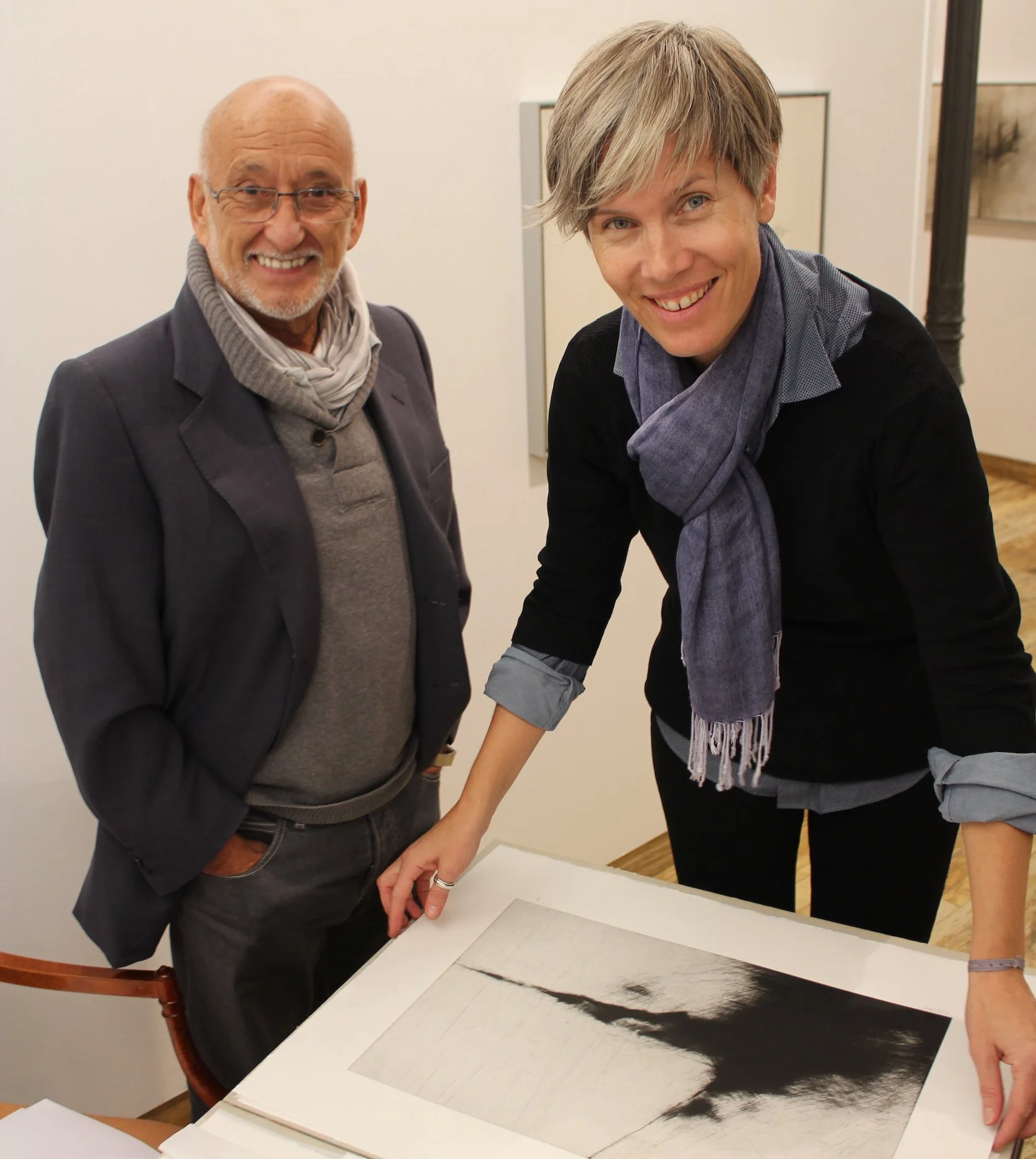 Grafiske trykk utviklet under arbiedsoppholdet hos Ediciones Denis Long, Madrid 2014.  Foto: Elizabeth Grønn