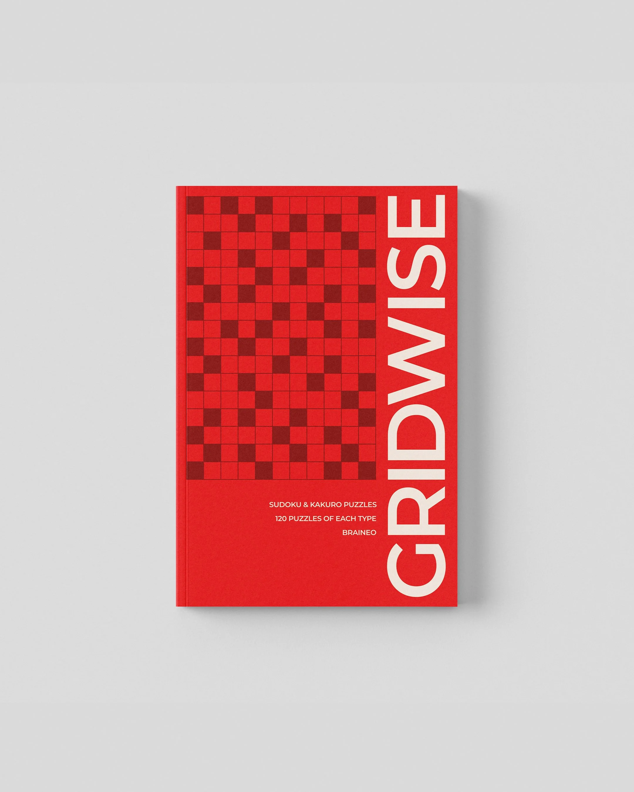 Gridwise Sudoku and Kakuro puzzle book cover for adults and seniors, featuring 120 Sudoku and 120 Kakuro puzzles, standard difficulty, 6 x 9 inch colored-interior format.