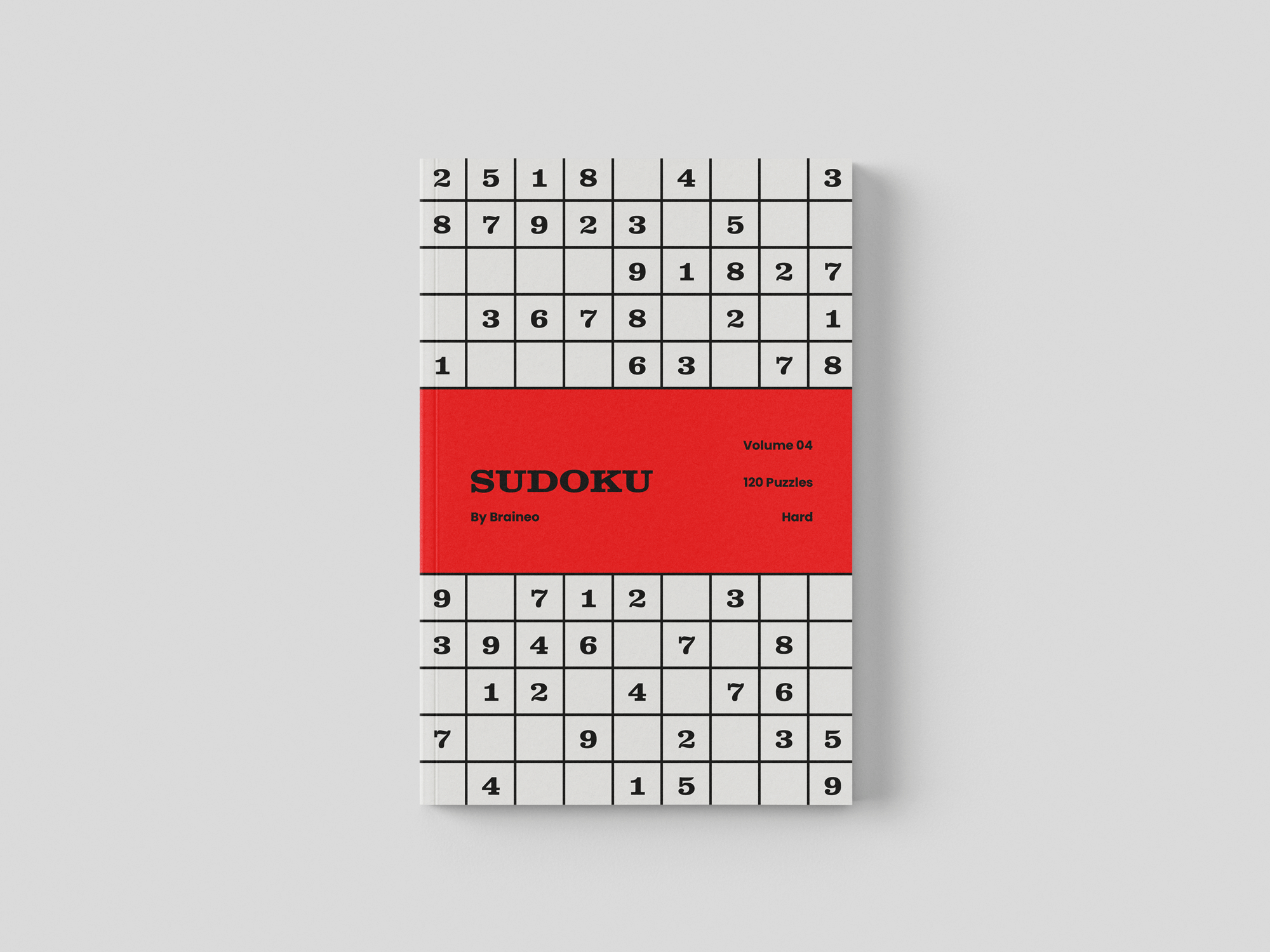The Sudoku Skill Builder Volume 04 Hard cover with a red center band, black Sudoku title, and sudoku grid pattern.