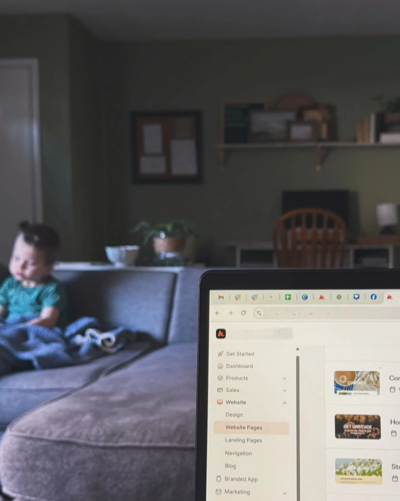 ✨The final touches of a Kajabi website + campaign setup while hubby + Uriah listen to hymns.✨

So thankful for a life where we can be creative, move at our own pace, and be together. 

P.S. Happy Monday, friend!