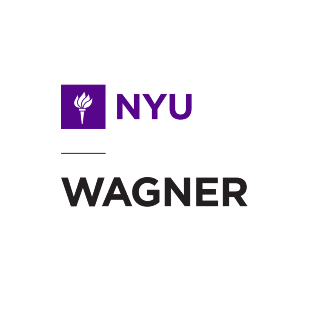 NYU and Wagner logos, with a purple icon of a flame