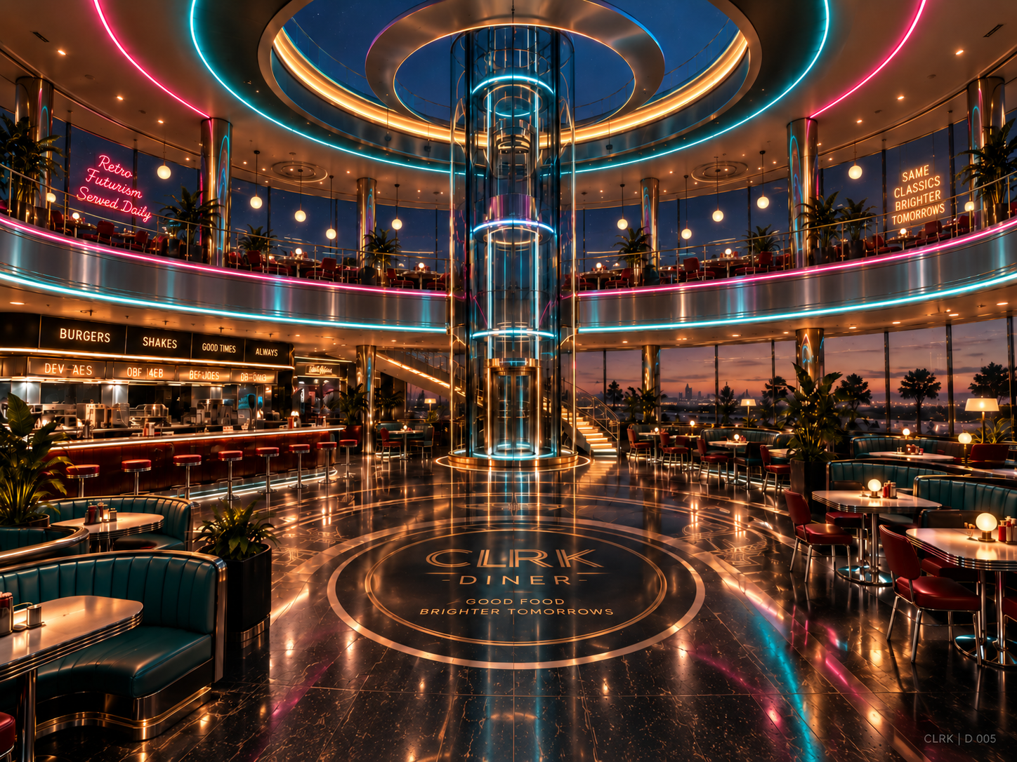 Retro-Futurist Diner | Interior
