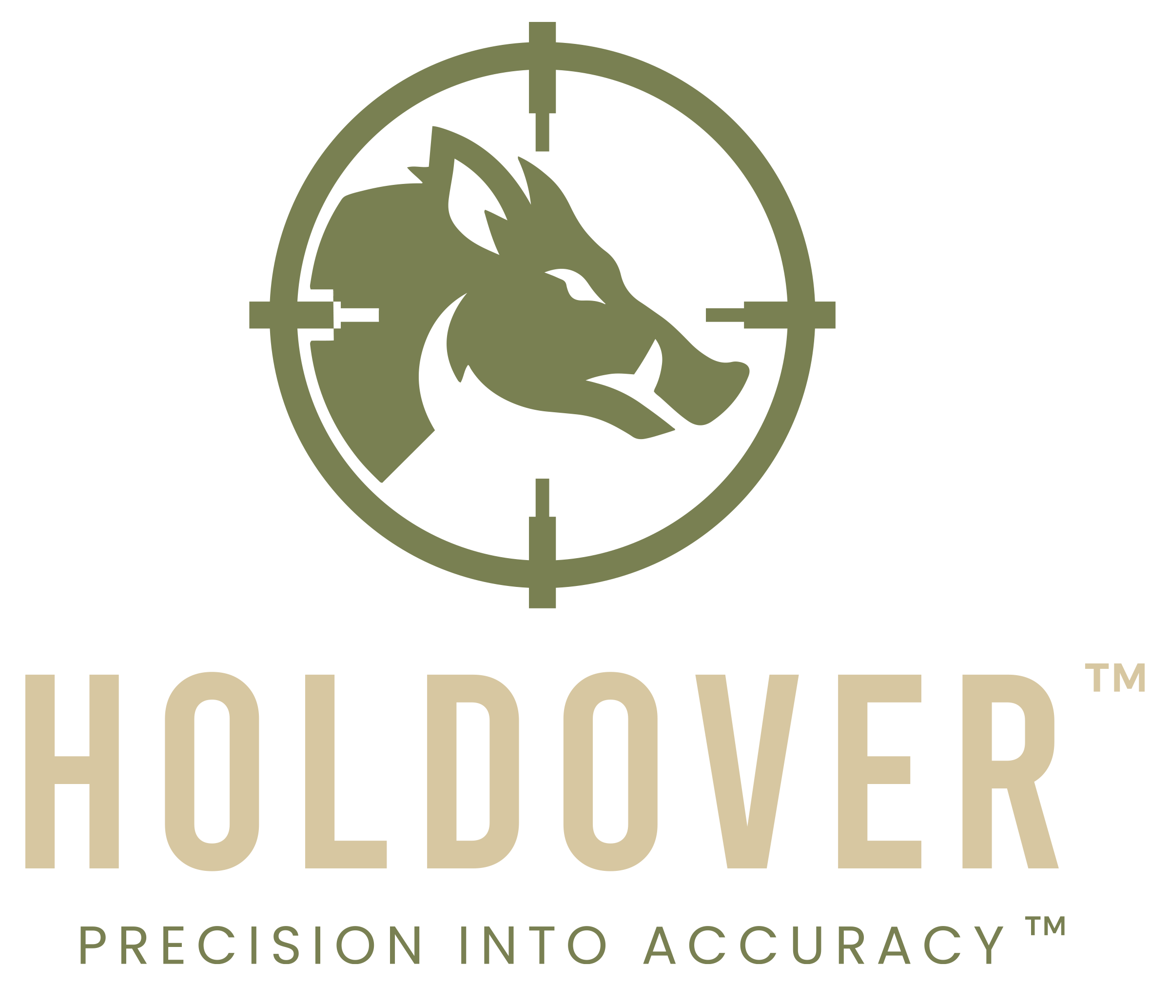 Logo of Wildlife Hunter, featuring a stylized animal head inside a crosshair and the slogan 'Precision into Accuracy'.