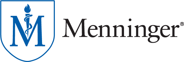Menninger logo with a blue crest featuring a caduceus and the word 'Menninger' in black text.