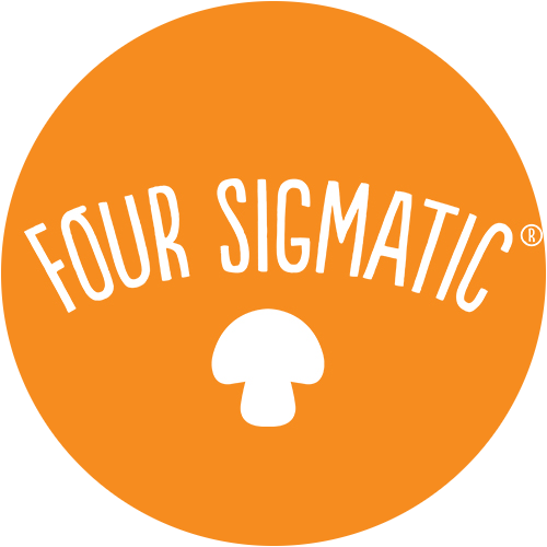 Orange circular logo with white text that says 'FOUR SIGMA TIC' and a small white mushroom icon below the text.