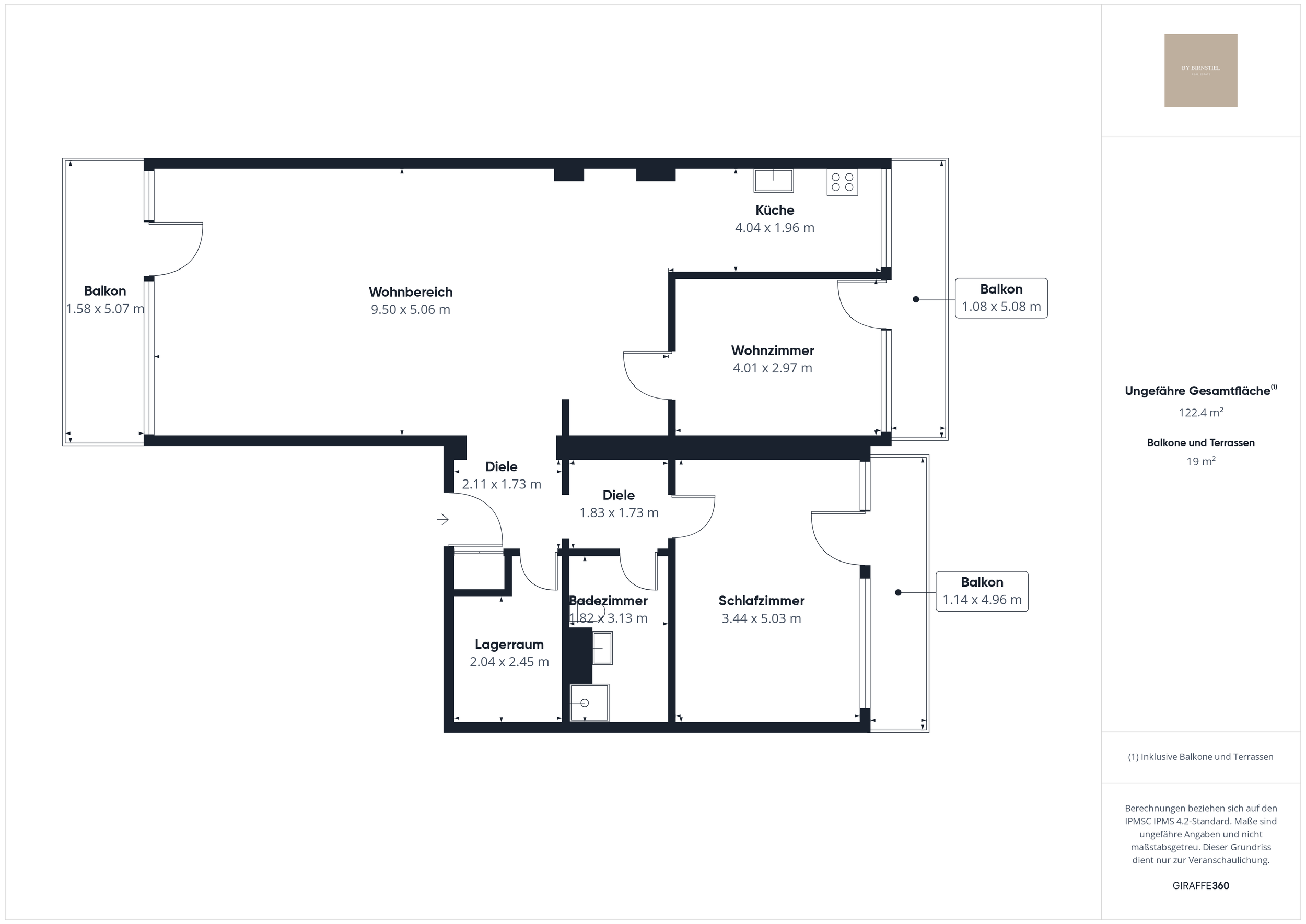 Detaillierter Grundriss der Wohnung in Saarlouis.