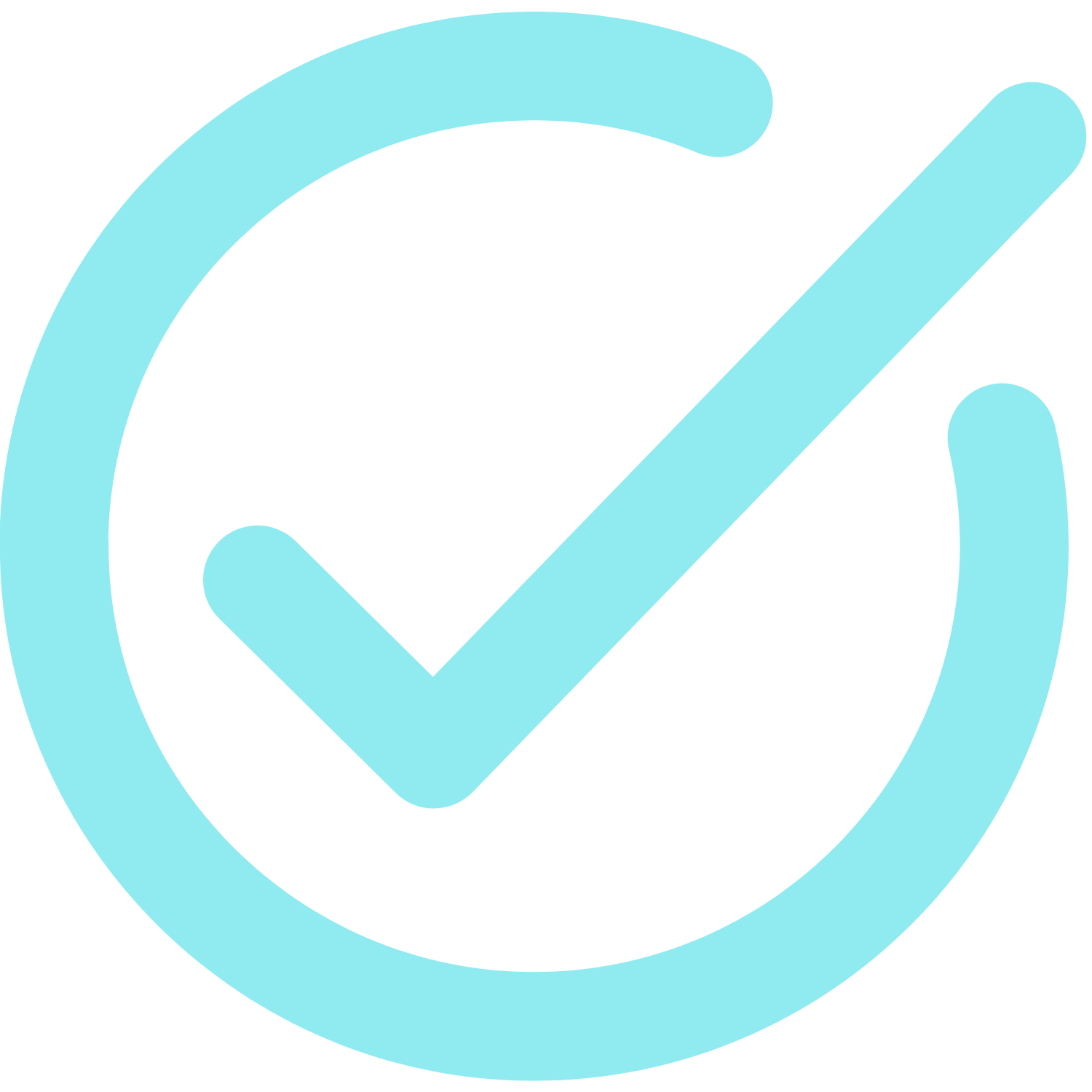 Light blue checkmark inside a circle