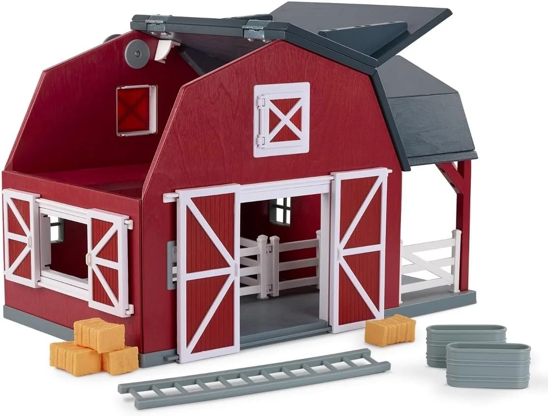 Battat – 20 Pieces Wooden Animal Barn Toy Set