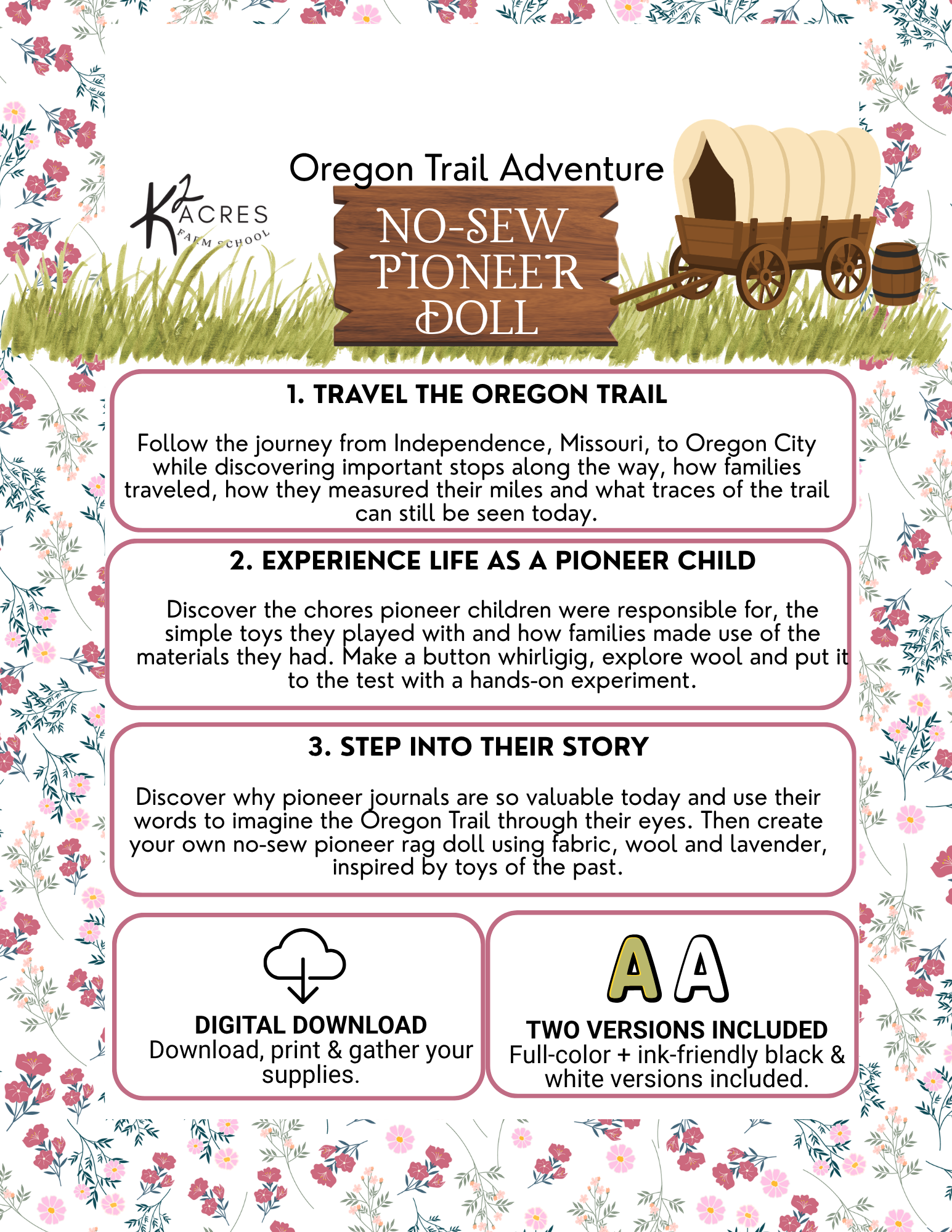 Westward Bound: Oregon Trail & No-Sew Pioneer Doll Printable Curriculum