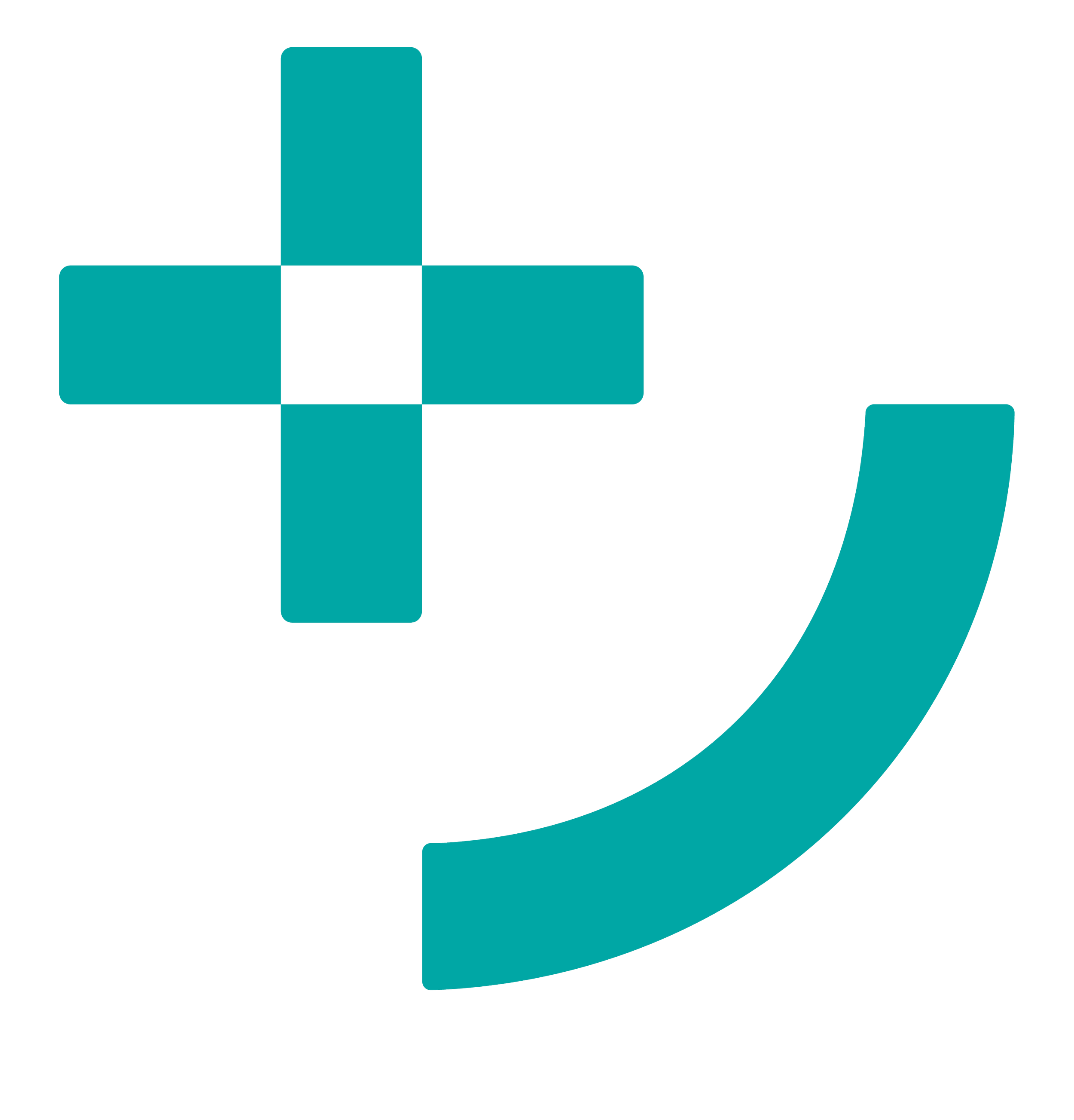 Logo con simbolo di croce medica e una curva crescente