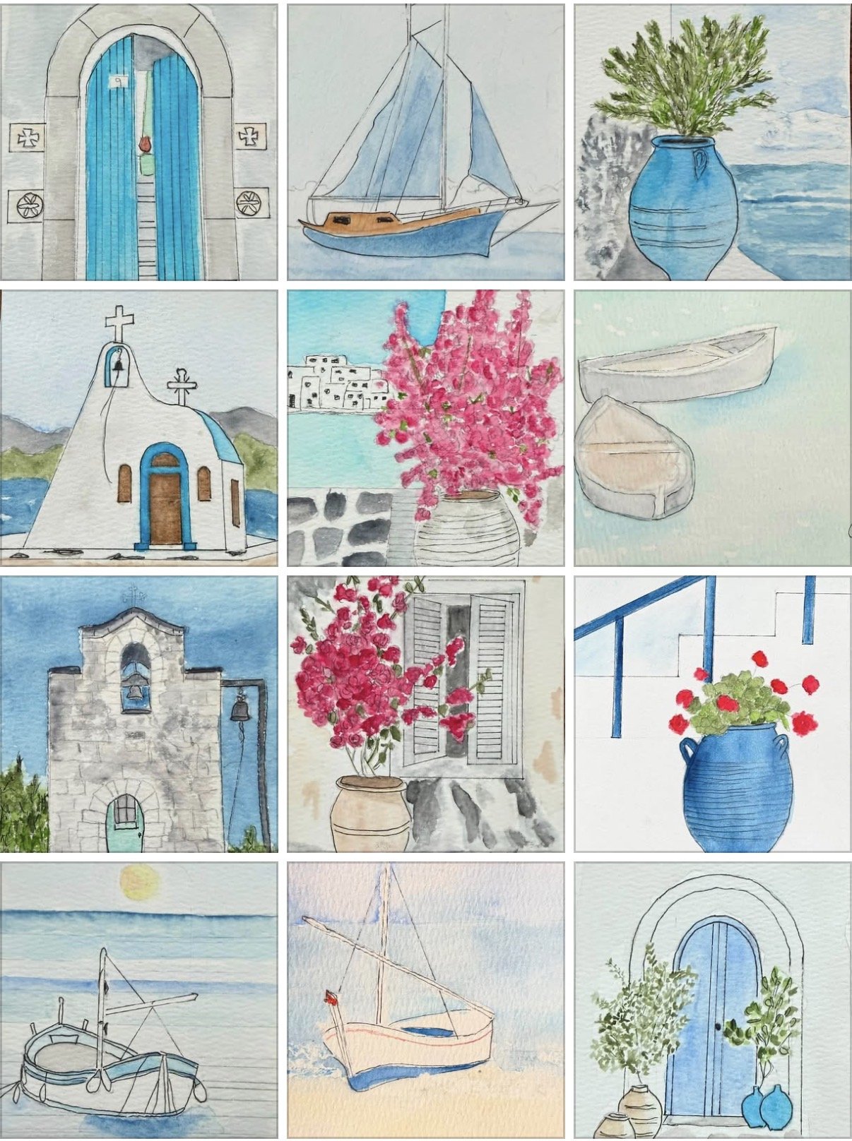 Handmade Watercolor Art - Pack of 5 cards