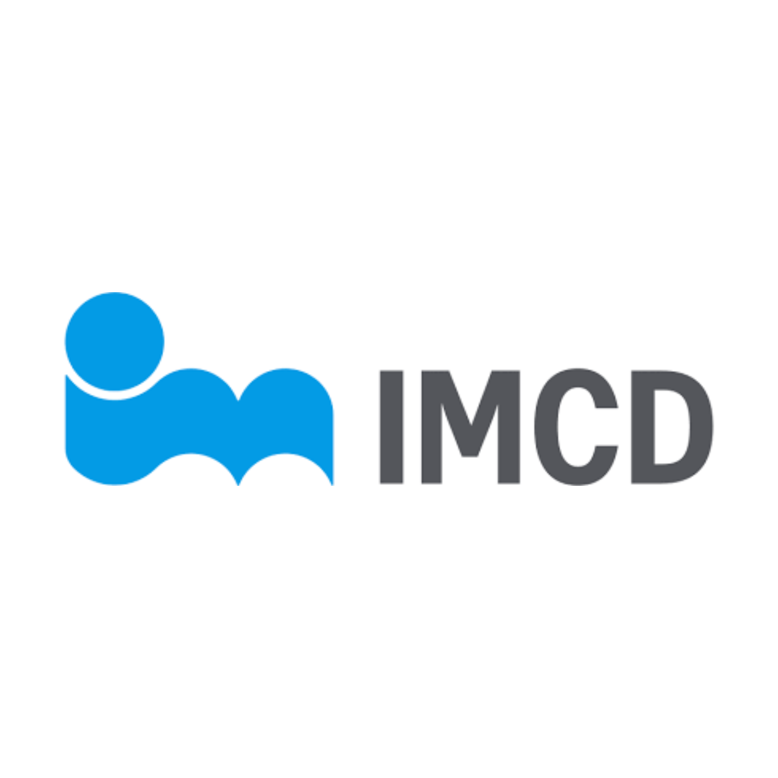 A logo with a stylized group of three blue human figures above the text 'IMCD' in dark gray.