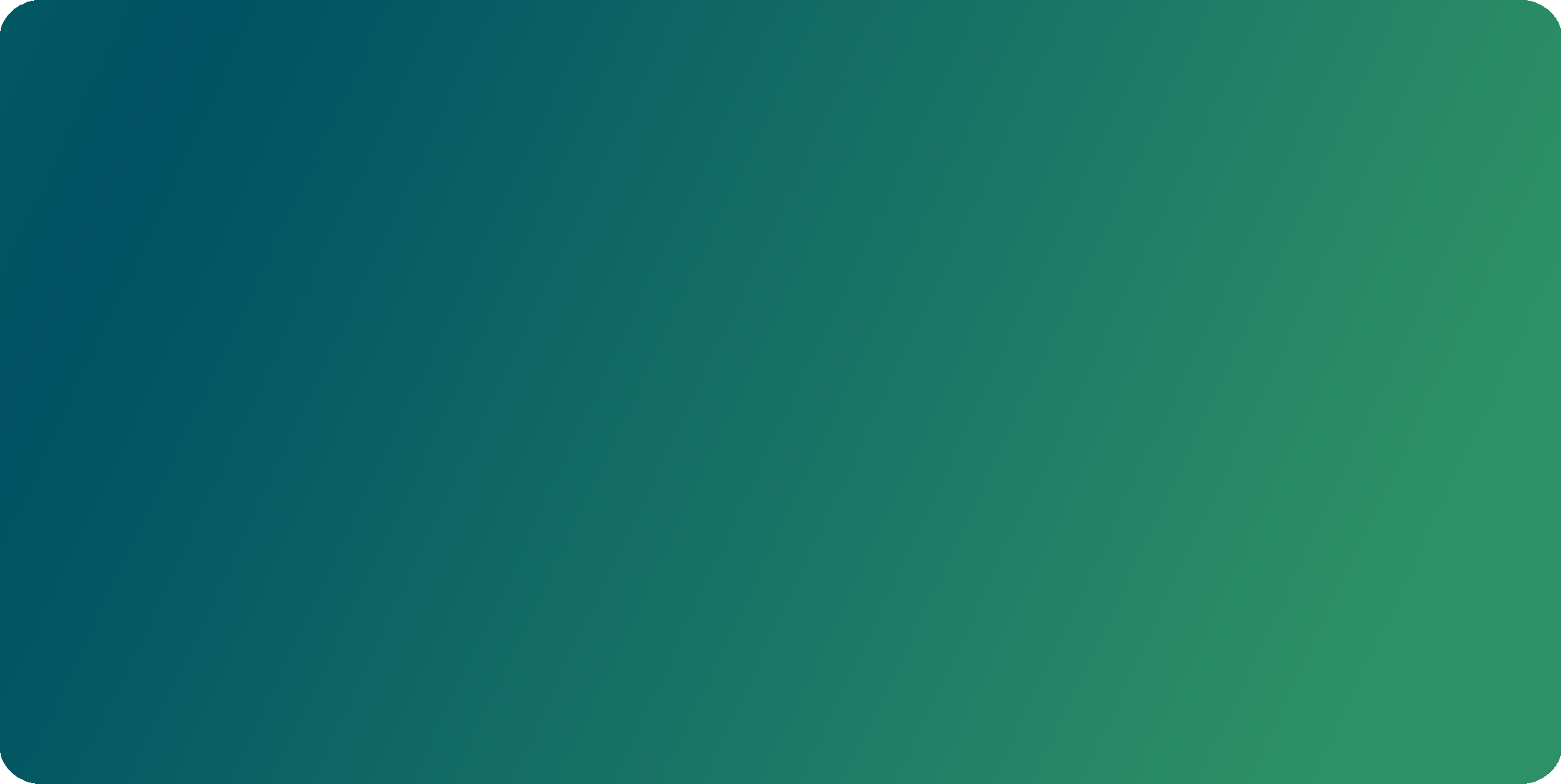 A gradient background transitioning from teal to green.